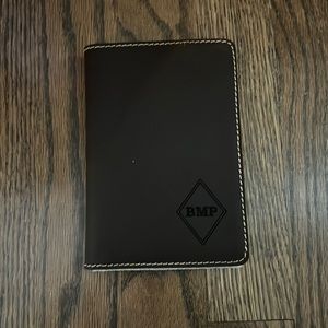 Leather passport holder- imprinted with initials (BMP)